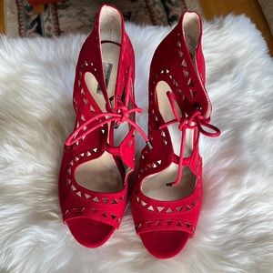 Jennifer Lopez Sunstone Red Gladiator Heels - Size 10